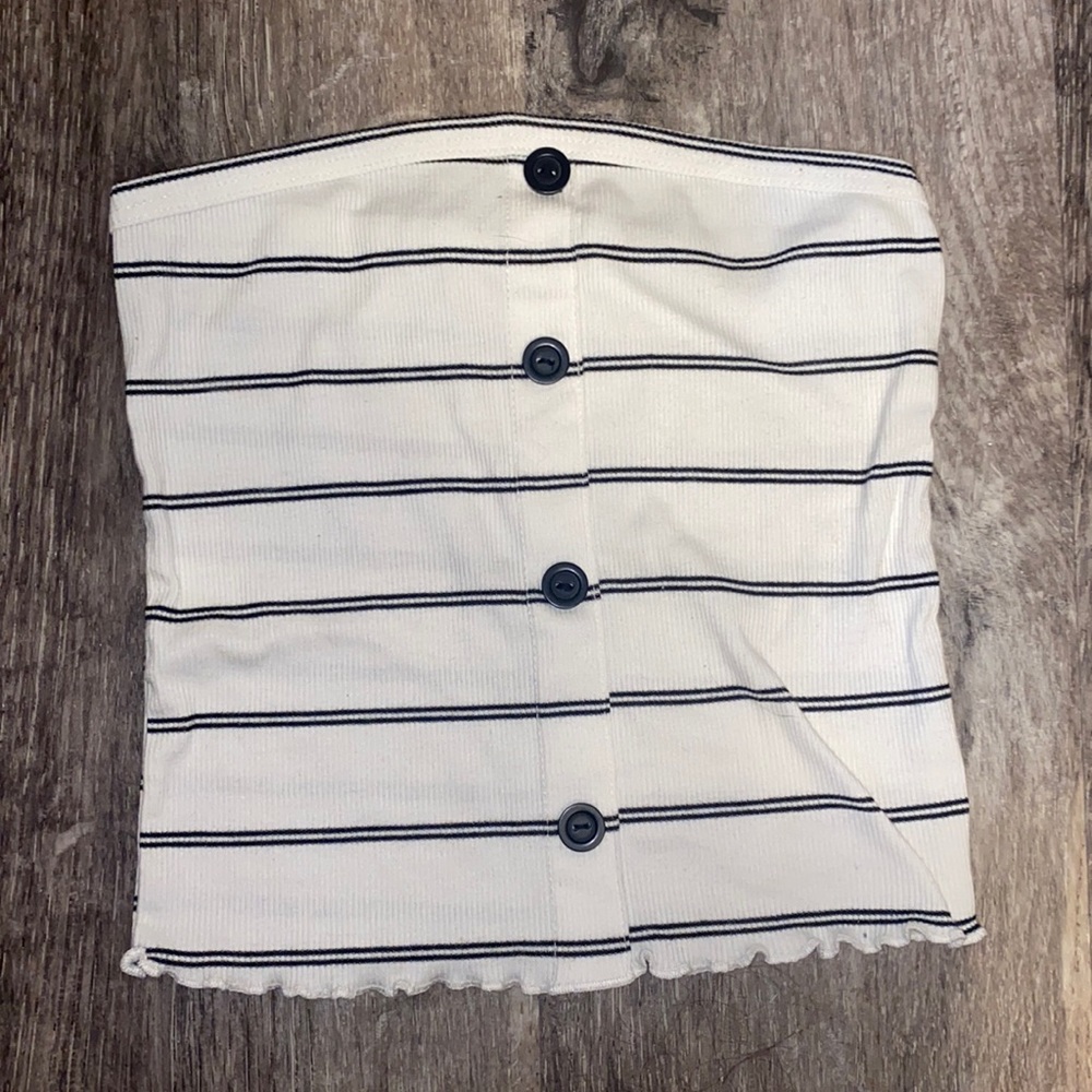 Black and white strip crop top